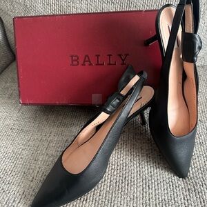 Bally Black Women's Slingback Kitten Heels